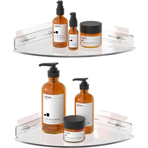 Vdomus 10 X 10 Acrylic Semicircular Floating Shower Corner Shelf &  Organizer - 2pack-transparent : Target