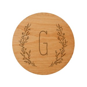 Personalization Mall Farmhouse Floral Personalized Initial Wood Coaster - 1 of 1