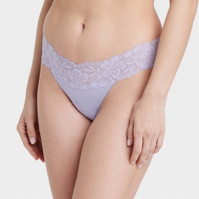 Women's Cotton Thong Underwear with Lace - Auden™