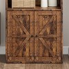 Industrial Bookshelf with Doors, 71.4" Farmhouse Bookcase with 6 Shelves (4 Open & 2 Behind Cabinet), Wooden Shelf for Living Room, Home Office - 4 of 4