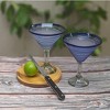 Dos Sueños Mexican Hand Blown Modern Margarita Glasses - Blue Spiral - 12oz - Set of 2 - 3 of 4