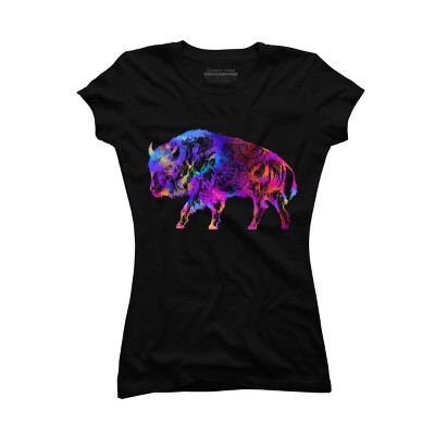 Junior's Design By Humans Rainbow Buffalo By ZeichenbloQ T-Shirt