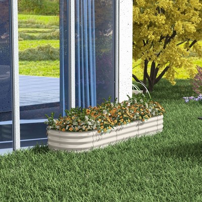 Cream Galvanized Metal Raised Garden Bed Kit, 76.75" x 24.5" x 11.75"