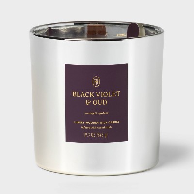 Wooden Wick Black Violet and Oud Jar Candle 19.3oz - Threshold™