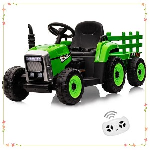 Kids Ride On Tractor,12V Kids Battery Powered Electric Tractor with R/C and Trailer - 1 of 4