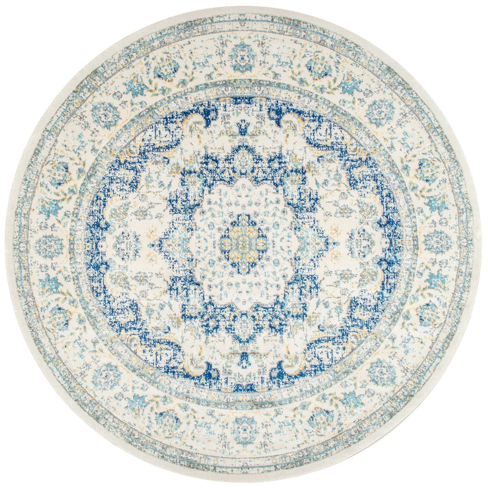 4' Round Verona Vintage Persian Style Area Rug Blue - nuLOOM