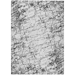 Black White And Gray Abstract Washable Indoor Outdoor Area Rug - 1 of 4