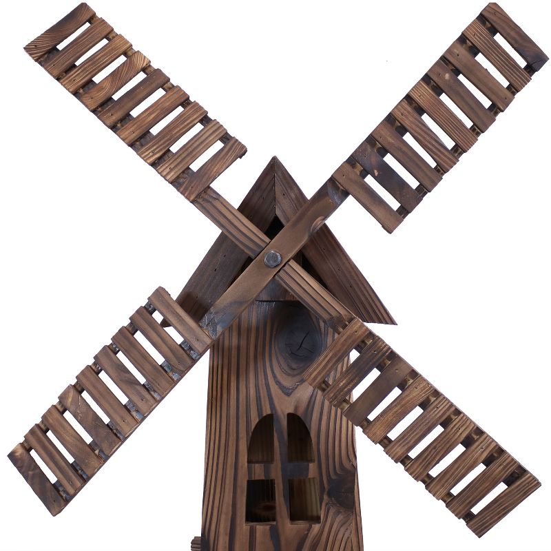 Sunnydaze Outdoor Wooden Dutch-Inspired Rustic Windmill Lawn and Garden Yard Decorative Statue - 34", 4 of 11