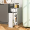Tangkula Slim Bathroom Storage Cabinet Freestanding Toilet Paper Holder with Slide Out Drawers for Small Spaces White/Black - 4 of 4