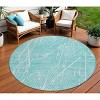 Teal Blue And Ivory Abstract Washable Indoor Outdoor Area Rug - 2 of 4