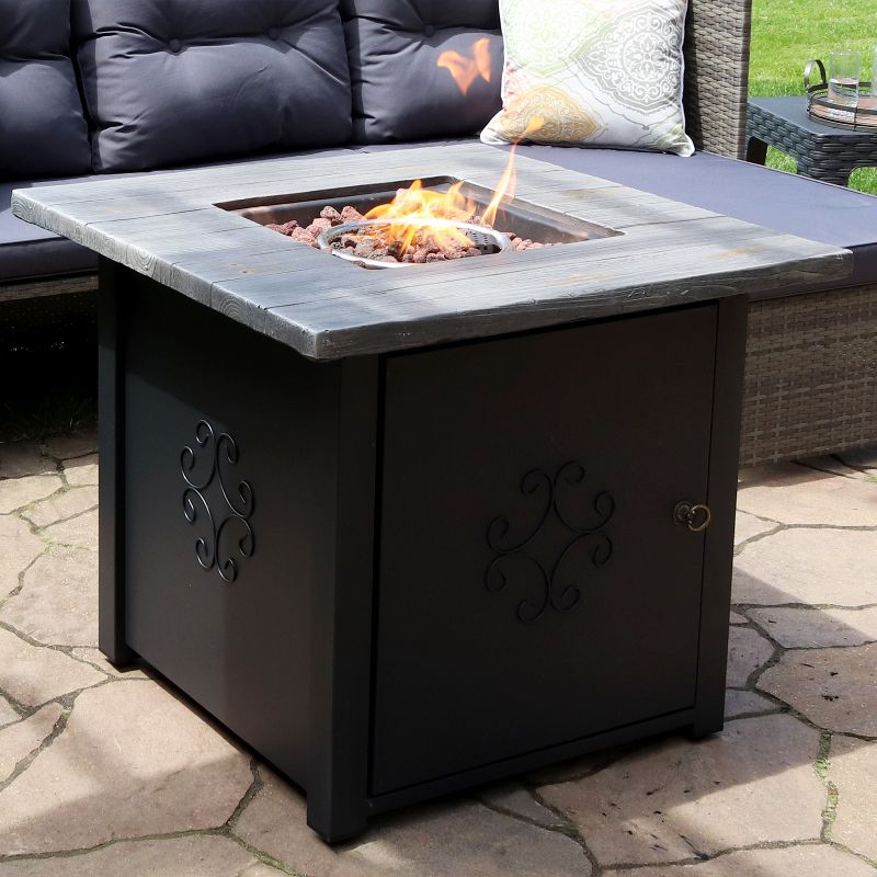 Sunnydaze Outdoor Smokeless Patio Propane Gas Fire Pit Table with Lava Rocks - 30" Square, 3 of 15