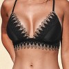 Women's Black Plunging Lace-Up Bikini Top - Cupshe - 3 of 4