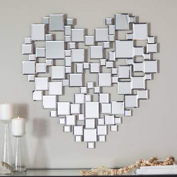 Glass Heart Mosaic Wall Mirror Silver - The Novogratz