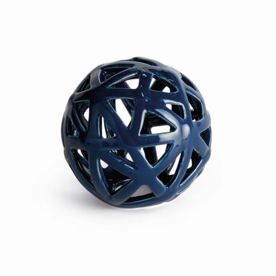 Plum & Post Alicia Orb Medium - Navy Blue Ceramic Decorative Accent
