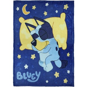 Bluey Blanket Sleepy Blue Night Soft Plush Micro Raschel Throw 46" X 60" Multicolored - 1 of 4