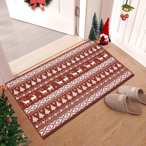 GustoWave Snowflake Christmas Holiday Decorative Area Rug for Bedroom Living Room, Red - 1 of 4