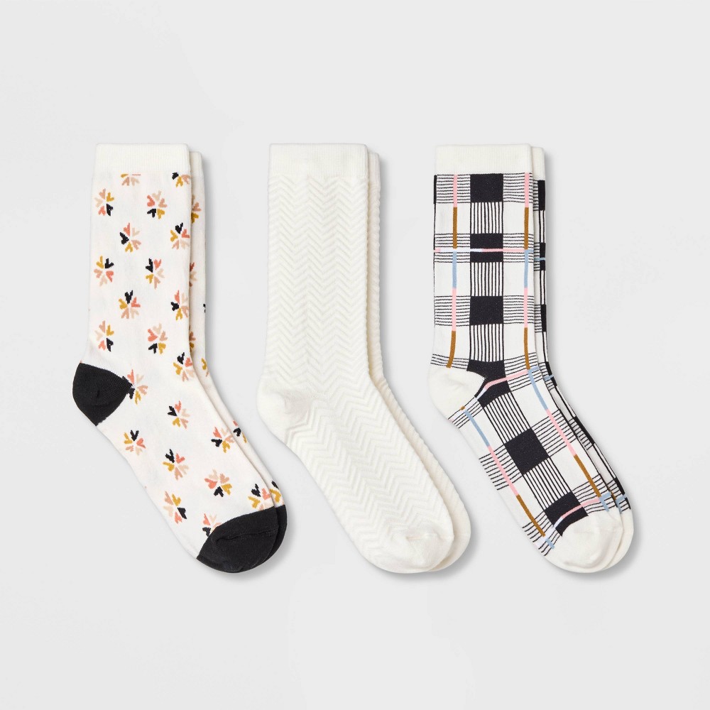 UPC 196365798536 - Women's 3pk Plaid Crew Socks - A New Day™ Black ...