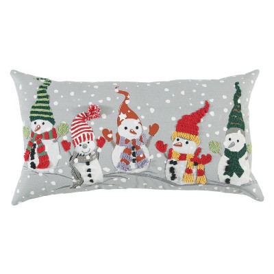 14"x26" Oversized Poly Filled Home Snow Friends Lumbar Throw Pillow Gray - Rizzy Home