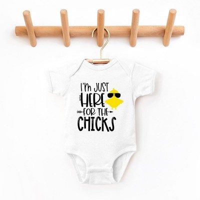 The Juniper Shop I'm Just Here For The Chicks Baby Bodysuit