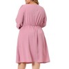 Agnes Orinda Women's Plus Size Swiss Dots Sweetheart Bow Tie Long Sleeve Swing Ruffle Casual Babydoll Midi Dress - 4 of 4
