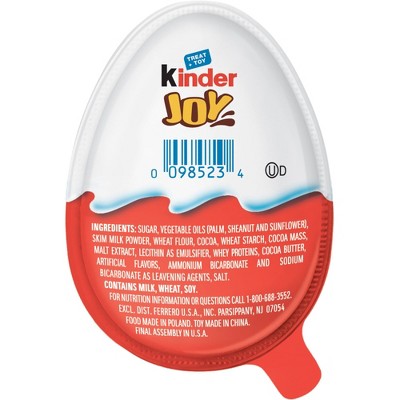Kinder Joy Sweet Cream Topped with Cocoa Wafer Bites Milk Chocolate Treat + Toy Candy - 0.7oz