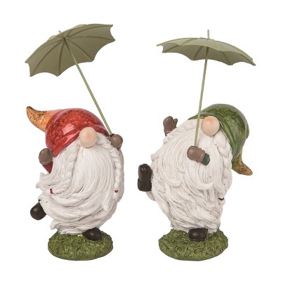Transpac Resin Rainy Day Gnome Figurine Set of 2 Spring Home Decorations