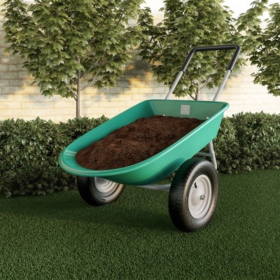 Nature Spring 2-Wheeled Garden Wheelbarrow for Residential DIY Landscaping, Lawn Care, and Remodeling