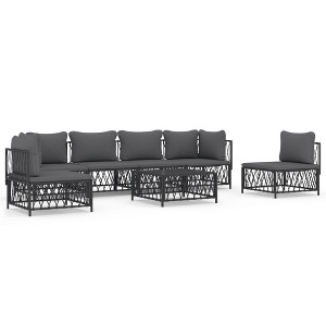 vidaXL Patio Furniture Set 7 Piece Sectional Sofa with Cushions Anthracite Steel - Garden, Patio, Deck Sofa Set - Modern Outdoor Seating - 1 of 4