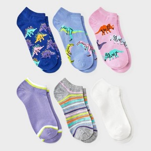 Women's Dinosaur 6pk Low Cut Socks - Assorted Colors 4-10: Animal Icon Pattern, Lightweight Fabric, Banded Cuff - 1 of 3