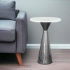 HomeRoots 23" White And Black Marble And Steel Round Pedestal End Table - 2 of 4