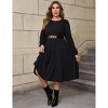 Clearlove Plus Size Women's Casual Knit Long Sleeve Swing Dress with Belt - 2 of 4