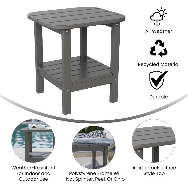 Emma and Oliver Two Tier Polyresin Adirondack Side Table - All-Weather for Indoor/Outdoor Use, 5 of 11