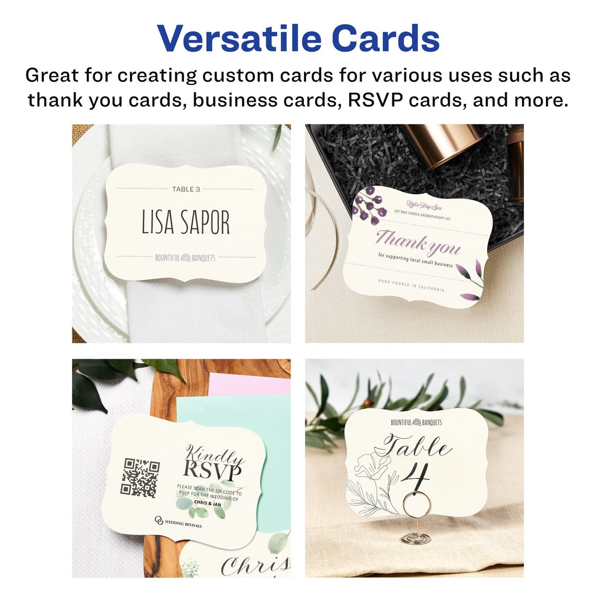 Avery 4-1/4" x 5-1/2" Rectangle Flourished Edge, Matte Ivory Postcards - thumbnail 3