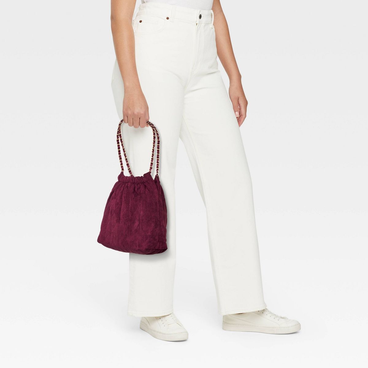 Faux Suede Quilted Gathered Tote Bag - A New Day™ - thumbnail 7