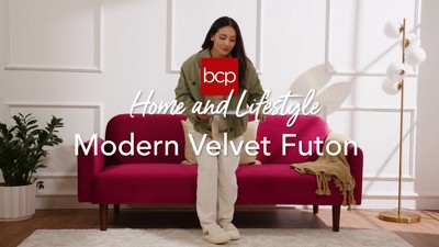 Plum Velvet Split-Back Sleeper Sofa with Round Arms