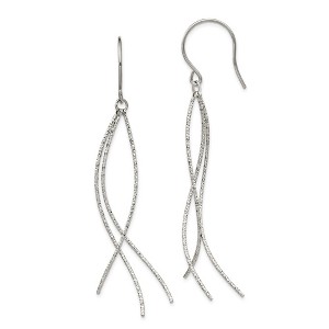 Chisel Stainless Steel Polished and Textured Dangle Earrings with Shepherd Hook - 1 of 4