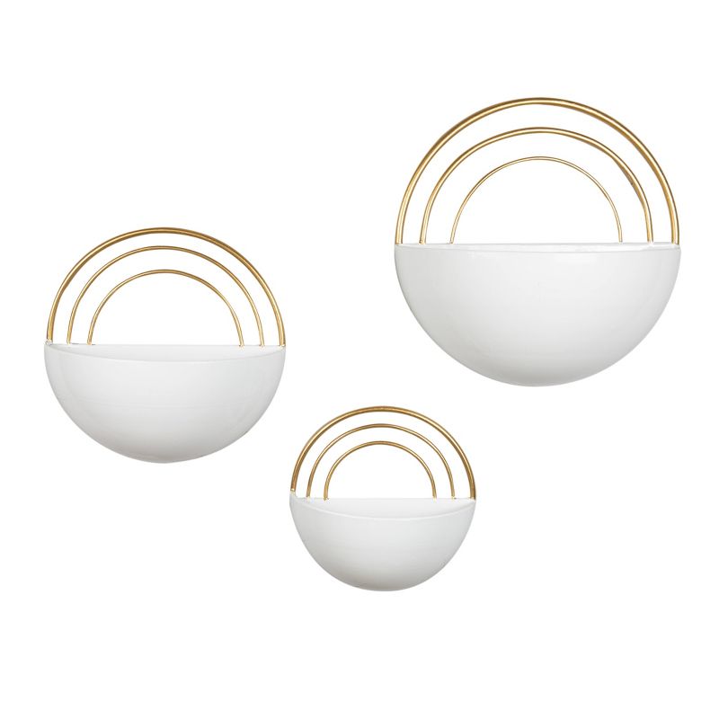 Set of 3 Wall Mounted Crescent Planters White/Gold - Danya B., 1 of 13