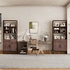 75.9" 2PCS Modern Open Bookshelf Suite Walnut, Bookcase Suite with Storage drawers and LED Strip Lights, Free Standing Display Rack-Maison Boucle - 2 of 4