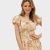 August Sky Women's Floral Print Front Tie V-Neck Midi Dress - 4 of 4