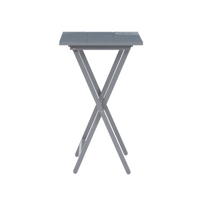 Modern Compass-Inspired Dark Gray Wood TV Tray Table Set