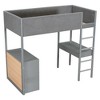 Full Size/twin Size Loft Bed Frame With 3 Storage Shelves, 4 Drawers, 1 Multifunctional Desk, Wool Fabric Platform Bed Frame, Space-Saving - 3 of 4