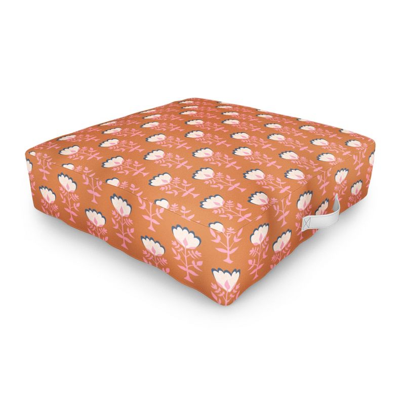 Schatzi Brown Norr Flower Orange Outdoor Floor Cushion - Deny Designs, 1 of 3