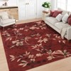 Washable Modern Leaves Printed Rug Non Slip Low Pile Rug Soft Botanical Pattern  Throw Floor Cover Foldable Indoor Carpet for Living Room Bedroom - 3 of 4