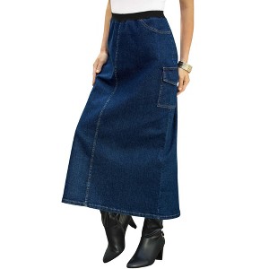 Roaman's Women's Plus Size Tall Invisible Stretch All Day Cargo Skirt - 1 of 4