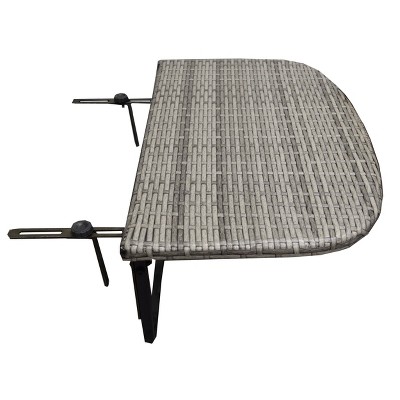 Indoor/Outdoor Foldable Wicker Balcony Table with Metal Frame & Adjustable Clamps - Oakland Living
