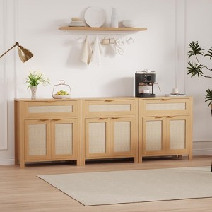 Coucheta Modern Rattan Buffet Cabinet, Storage Sideboard with Adjustable Shelves & Drawers, Versatile Credenza for Living Room, Dining Room, Entryway - 1 of 4