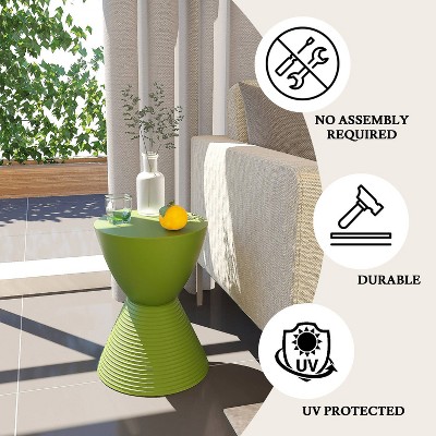 Modern Round Boyd Green Plastic Side Table with Ribbed Leg
