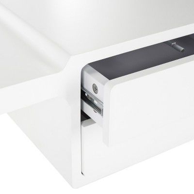 White Wood Mid-Century Modern Writing Desk with Drawers