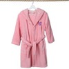Personalized Linum Kids 100% Polyester SUPER PLUSH Double Brushed Hooded Bathrobe in Purple Script Font - 2 of 3