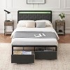 LED Queen Bed Frame with 2 Storage Drawers - Upholstered Platform Bed with Headboard, Strong Metal Support Slats, No Box Spring Needed - 4 of 4
